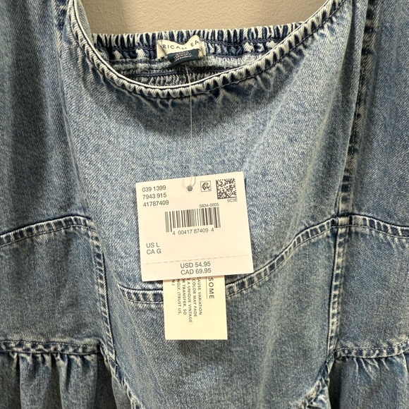 American eagle corset Denim Blue Women's mini Dress L new with tags - Picture 3 of 5